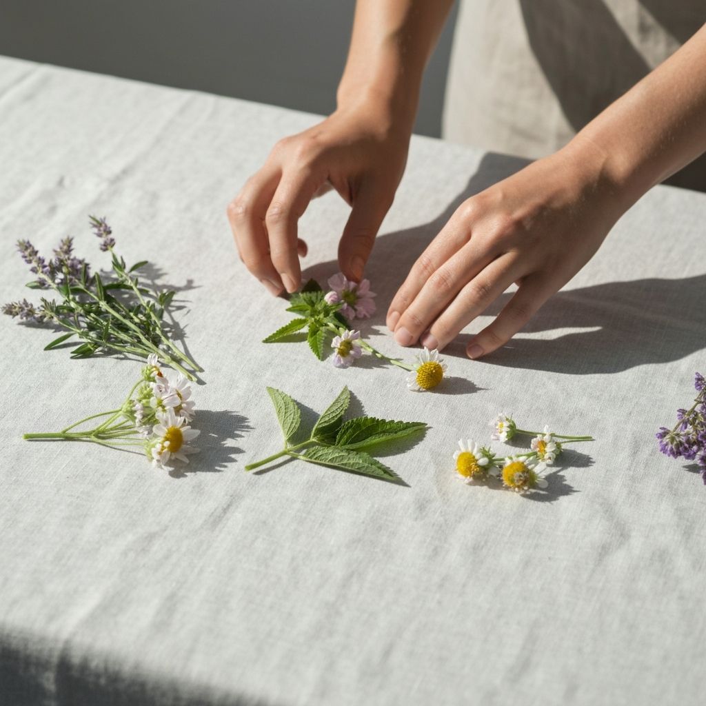 Kräuter und Blüten arrangement