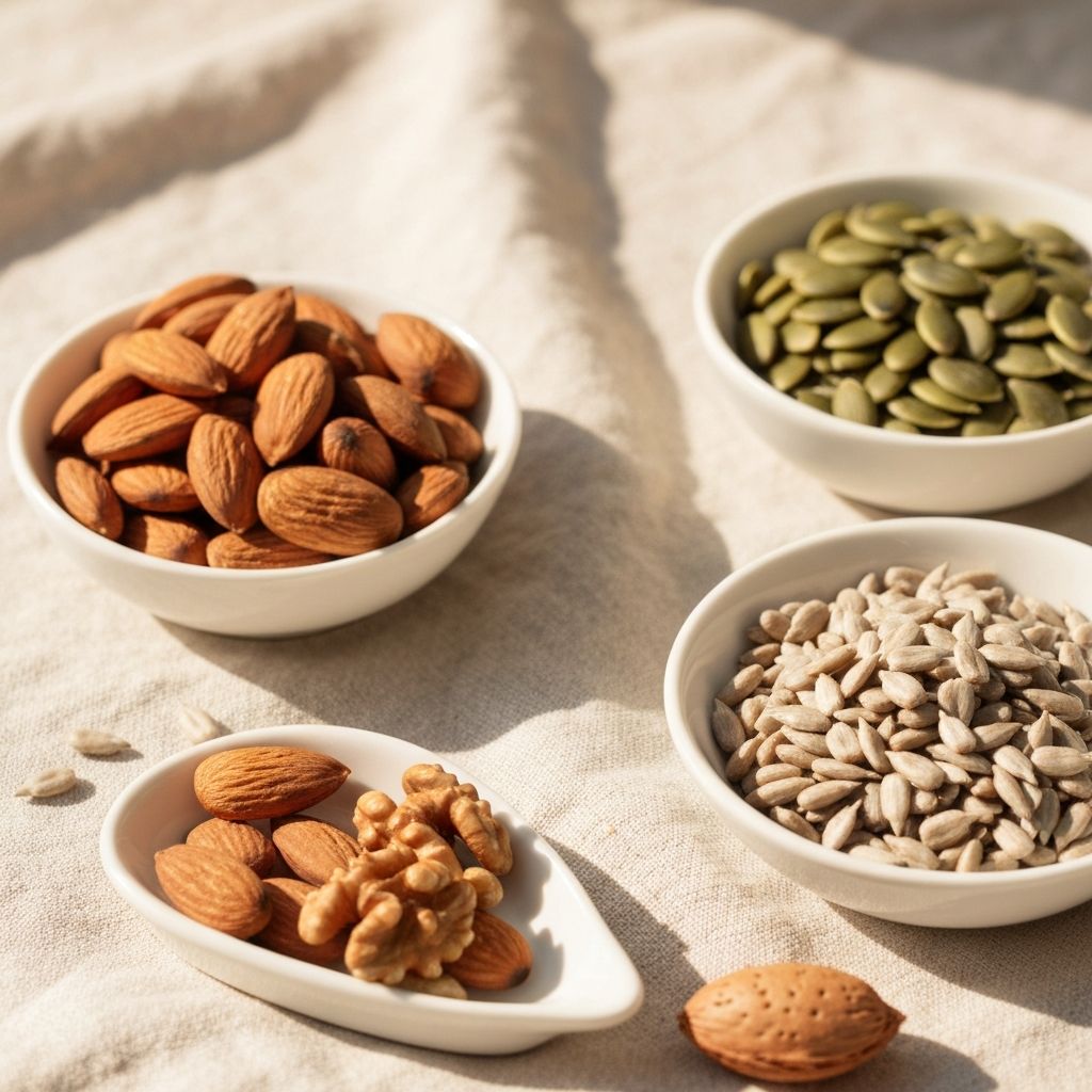 Nüsse und Samen in Schüsseln